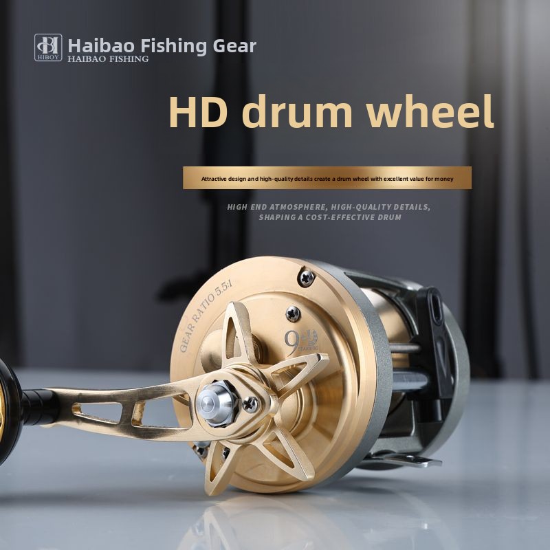 Ice Fishing Line - HD300メタル製、海水釣り用、スローリール、10倍速比、磁気ブレーキ、シングルアーム式釣りリール