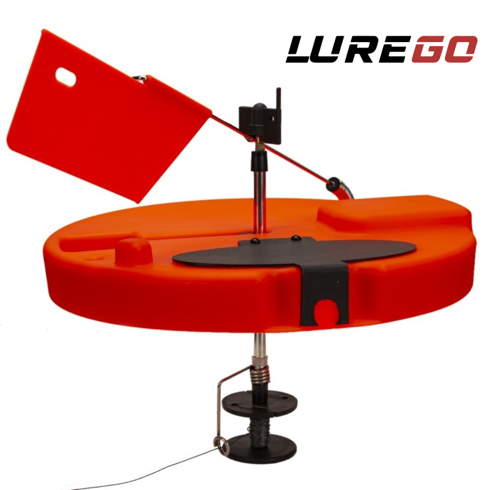 Ice Fishing Line - 1PC オールインワン氷上釣りティップアップ | オレンジレッドの不凍液フロートフラッグ | 固定点釣り用の屋外冬用氷上釣りキット