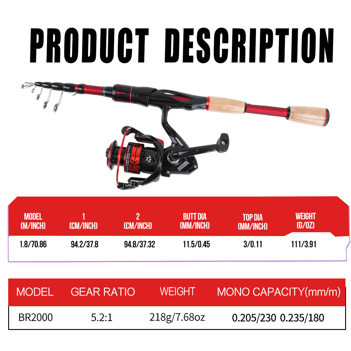 1.8mカーボンファイバーテレスコピックルアーフィッシングロ - Fishing Line Box のレビューと価格