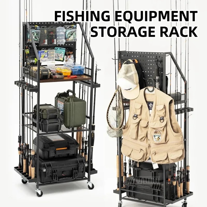 釣り道具収納棚、釣り竿とリールを収納できるガンラック風のタッ - Fishing Line Spool のレビューと価格